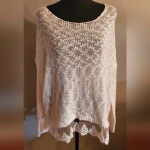 Altar'd State Cream Sweater with Lace Size Large